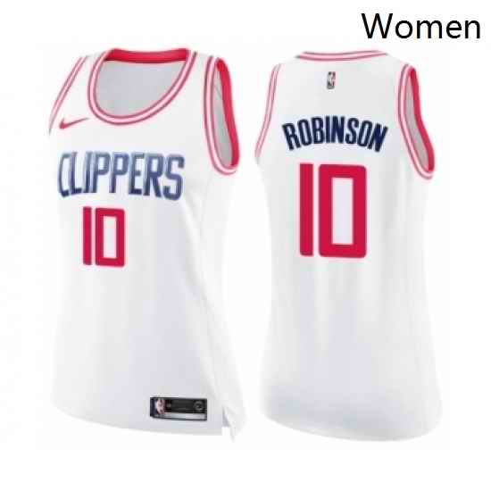 Womens Nike Los Angeles Clippers 10 Jerome Robinson Swingman Whi Pink Fashion NBA Jersey